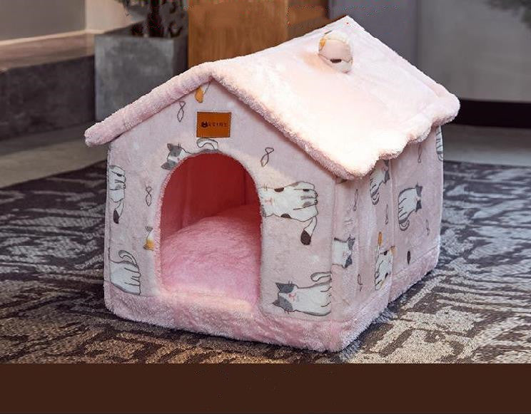 Foldable Dog House Bed Winter Dog Villa Sleep Kennel Removable Nest Warm Enclosed Cave Sofa Pets Supplies