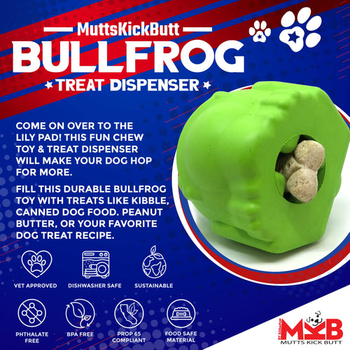 Bull Frog Dog Chew Toy & Treat Dispenser - USA Made | SodaPup