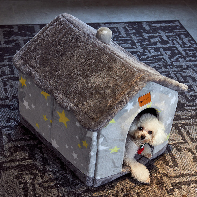 Foldable Dog House Bed Winter Dog Villa Sleep Kennel Removable Nest Warm Enclosed Cave Sofa Pets Supplies