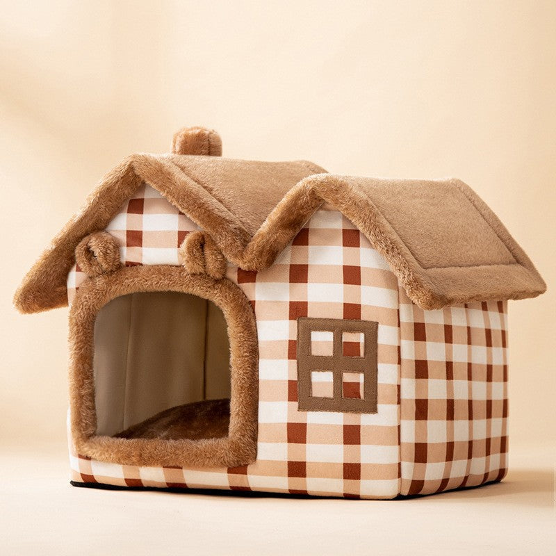 Foldable Dog House Bed Winter Dog Villa Sleep Kennel Removable Nest Warm Enclosed Cave Sofa Pets Supplies