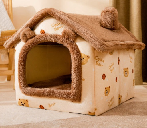 Foldable Dog House Bed Winter Dog Villa Sleep Kennel Removable Nest Warm Enclosed Cave Sofa Pets Supplies