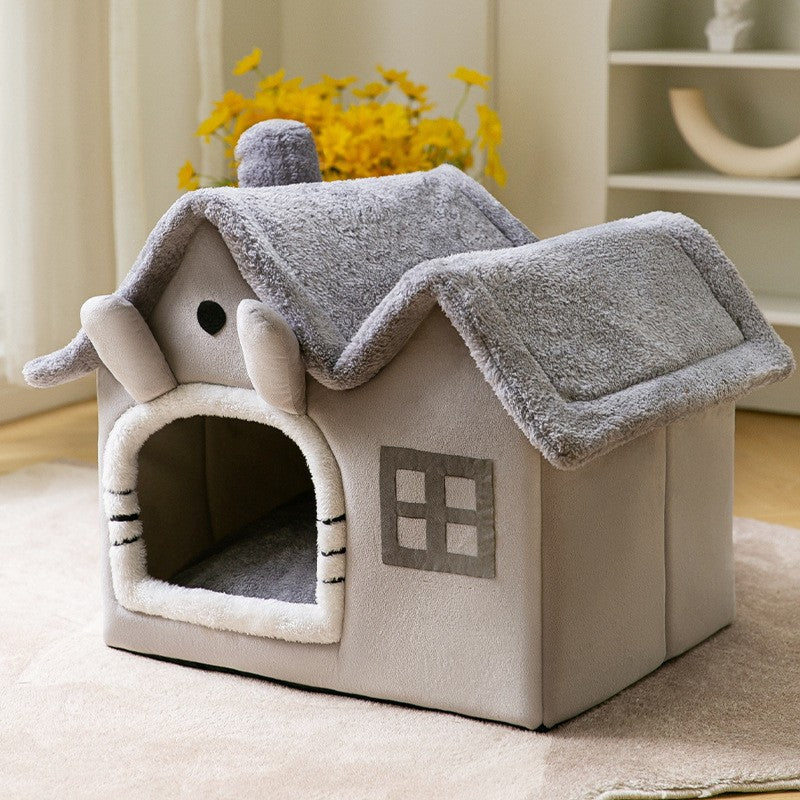 Foldable Dog House Bed Winter Dog Villa Sleep Kennel Removable Nest Warm Enclosed Cave Sofa Pets Supplies