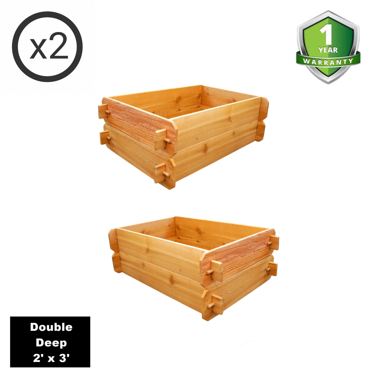 SET OF 2 Timberlane Gardens Easy Raised Garden Bed Kits Double. Deep. Select Cedar. Mortise & Tenon. 2' W x 3' L