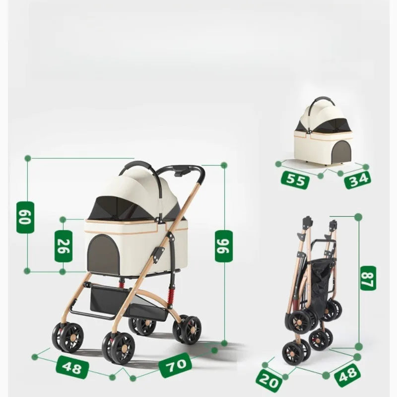 【One-Pull Open】2 in 1Foldable Pet Travel Carrier for Small/Medium Dogs Cats up to 50lbs Detachble Portable Pet Bag stroller pet
