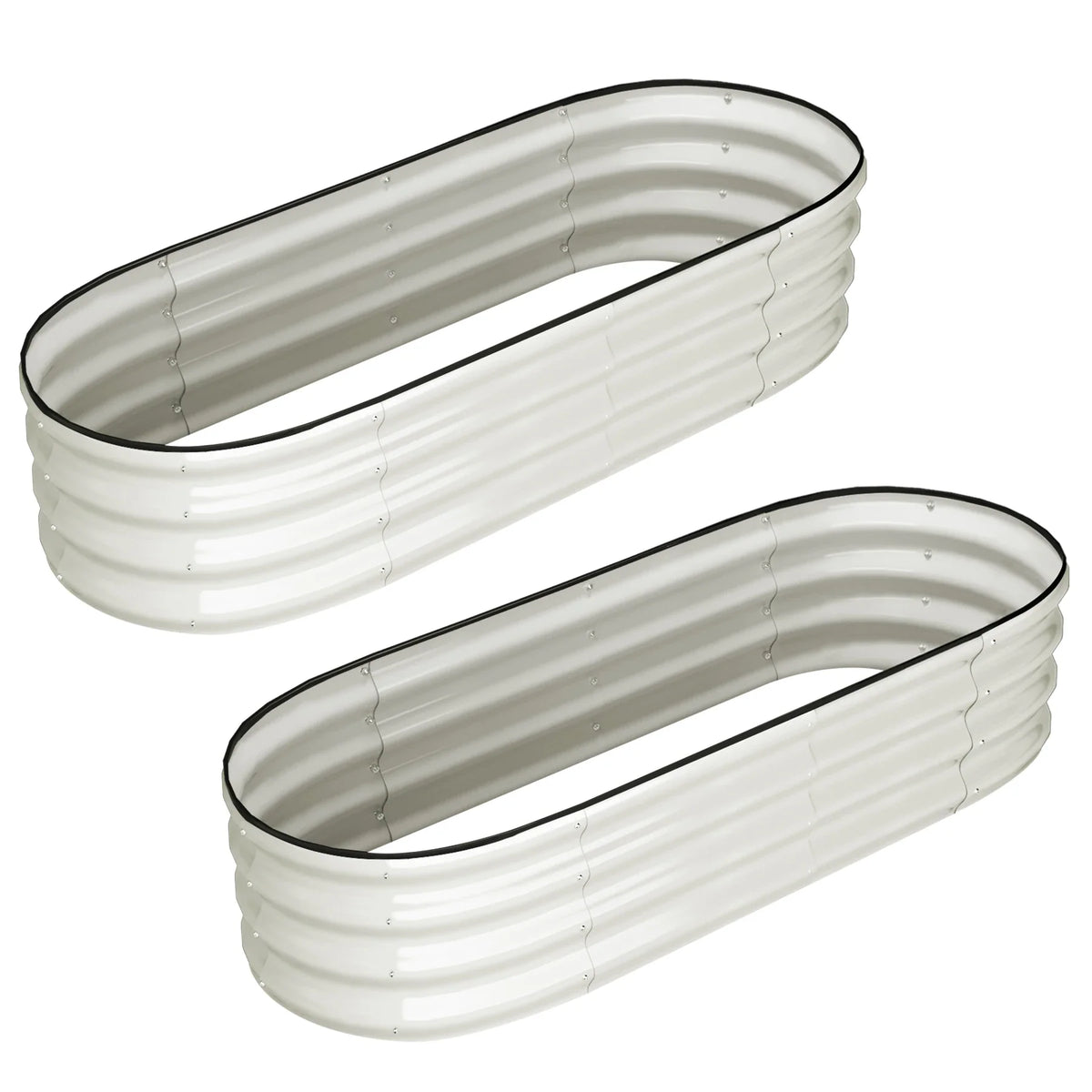 2 Pcs 4.5x2x1ft Oval Raised Garden Bed, Galvanized Raised Beds,Open-Ended Base