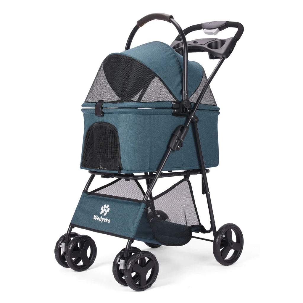 3 in 1 Pet Stroller with Removable Carrier, Folding Stroller for Small/Medium Dogs and Cats, Waterproof, All-Terrain, with Sun S