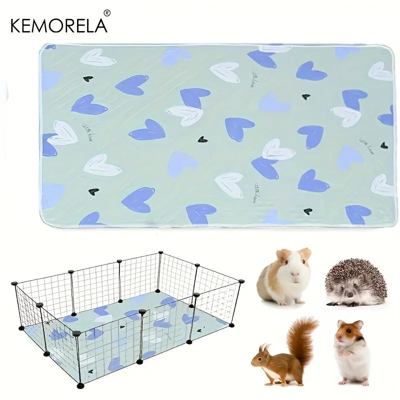 KEMORELA 1PC Washable Guinea Pig & Hamster Cage Mat - Super Absorbent Non-Slip Pet Bedding 31"x47" for Rabbits & Small Animals