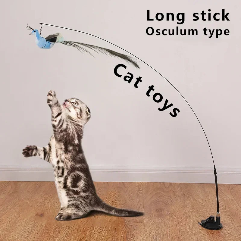 Funny Simulation Bird Cat Toy Feather with Bell Cat Stick Interactive Toy for Kitten Playing Teaser Wand Toy Pet Cats Supplies