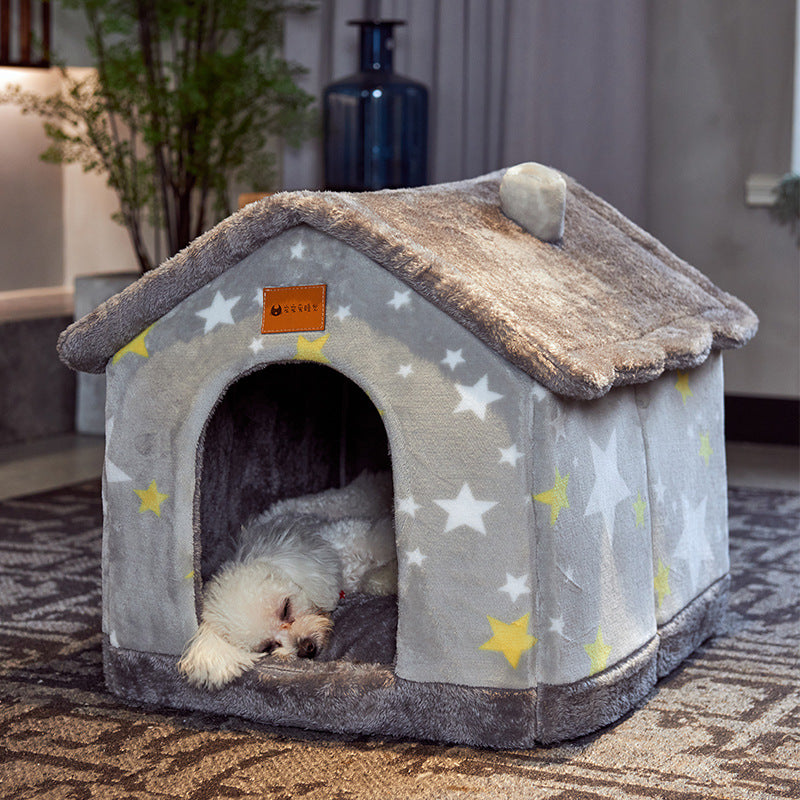 Foldable Dog House Bed Winter Dog Villa Sleep Kennel Removable Nest Warm Enclosed Cave Sofa Pets Supplies