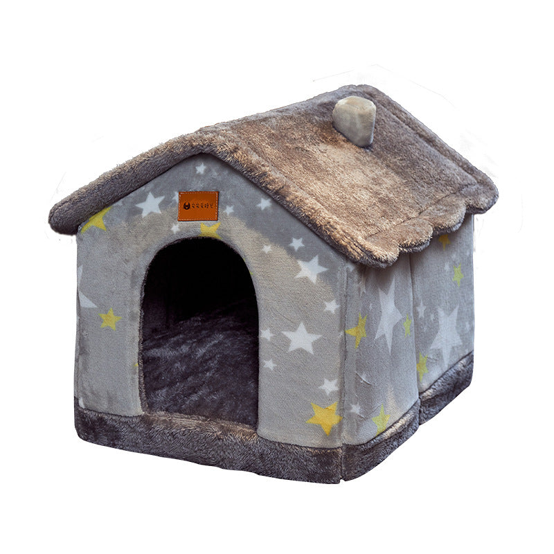Foldable Dog House Bed Winter Dog Villa Sleep Kennel Removable Nest Warm Enclosed Cave Sofa Pets Supplies