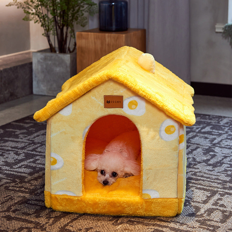Foldable Dog House Bed Winter Dog Villa Sleep Kennel Removable Nest Warm Enclosed Cave Sofa Pets Supplies