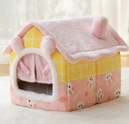 Foldable Dog House Bed Winter Dog Villa Sleep Kennel Removable Nest Warm Enclosed Cave Sofa Pets Supplies