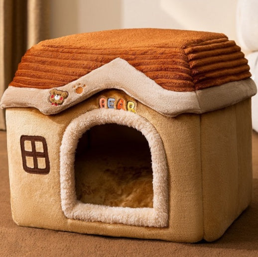 Foldable Dog House Bed Winter Dog Villa Sleep Kennel Removable Nest Warm Enclosed Cave Sofa Pets Supplies